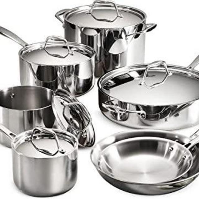 Tramontina 80116/249DS Gourmet Stainless Steel Induction-Ready Tri-Ply Clad 12-Piece Cookware Set