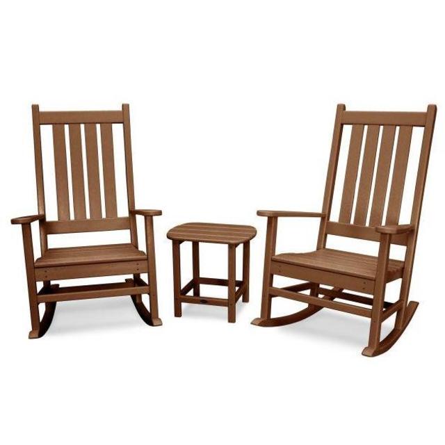 POLYWOOD Vineyard 3-Piece Rocking Set in Teak