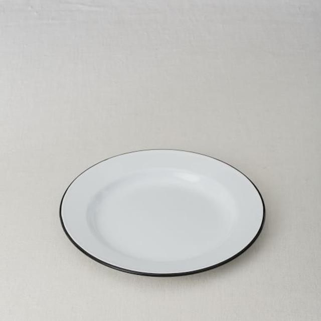 Enamelware Dinnerware, Black, Dinner Plates, Set of 4