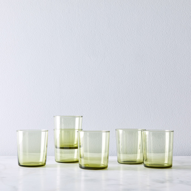 Handblown Glasses - Set of 6 (Olive)
