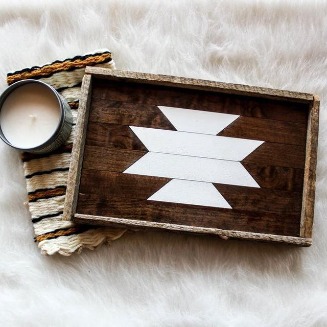 Reclaimed Wood Serving Tray - White Aztec