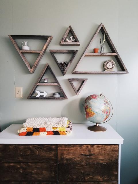 Set of 6 Barnwood Triangle Shelves
