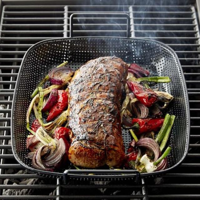 Williams-Sonoma High Heat Nonstick Steel Grill Roaster, Black