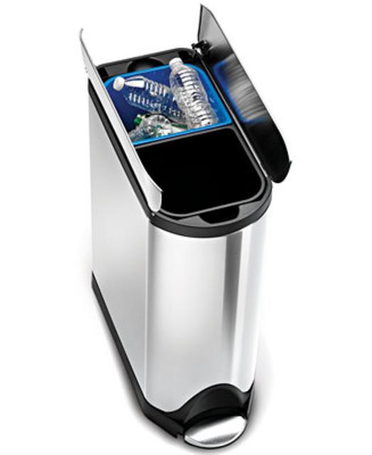 Macy's - simplehuman Brushed Stainless Steel 40 Liter Fingerprint Proof Dual Recycler Butterfly Trash Can