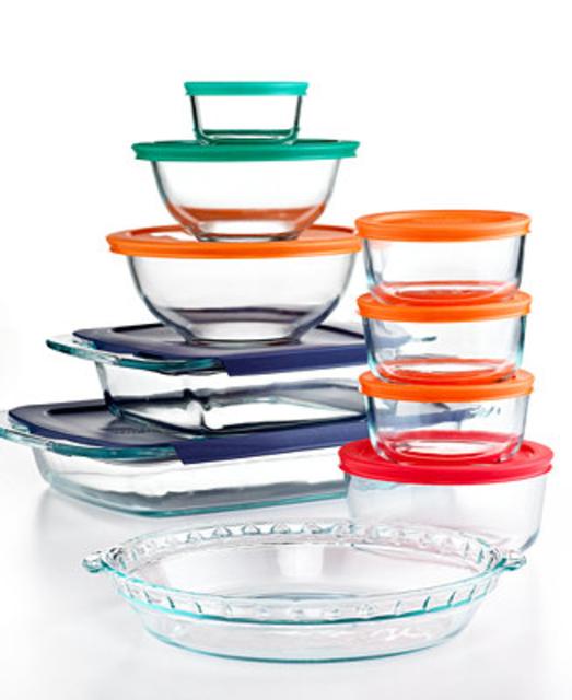 Macy's - Pyrex 19 Piece Bake, Store and Prep Set with Colored Lids