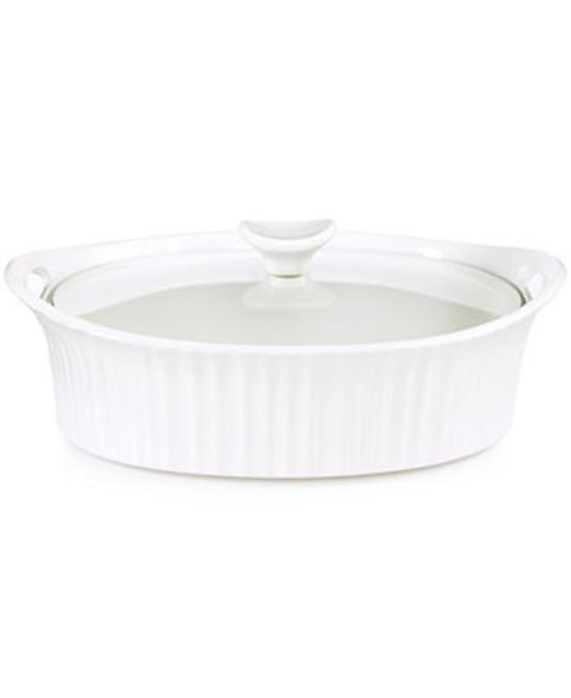Macy's - Corningware French White 2.5-Qt. Oval Casserole with Glass Cover