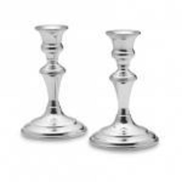 Pewter Candlesticks, pair 6"- LV Harkness & Company