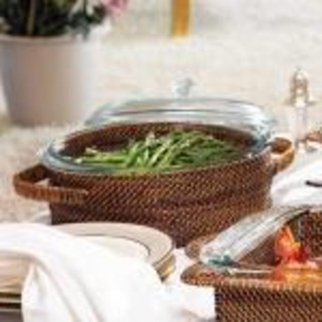 Calaisio - Rattan 2 Qt. Round Covered Casserole-  LV Harkness & Company