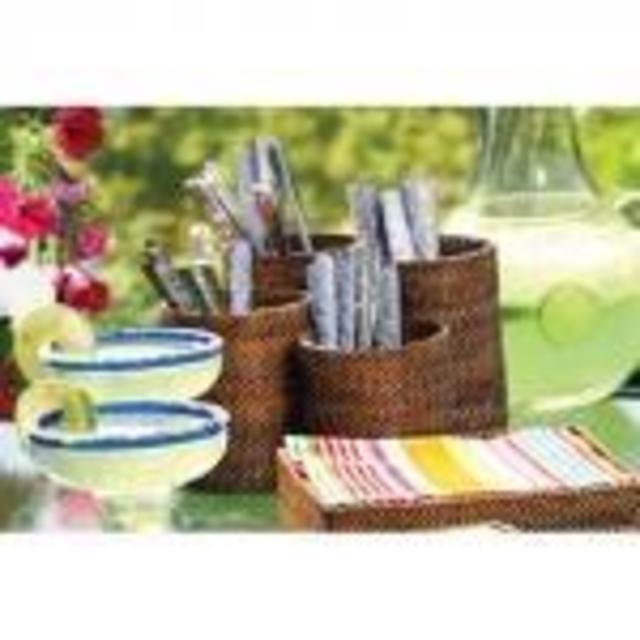 Calaisio Rattan 4-compartment Flatware Holder - LV Harkness & Company