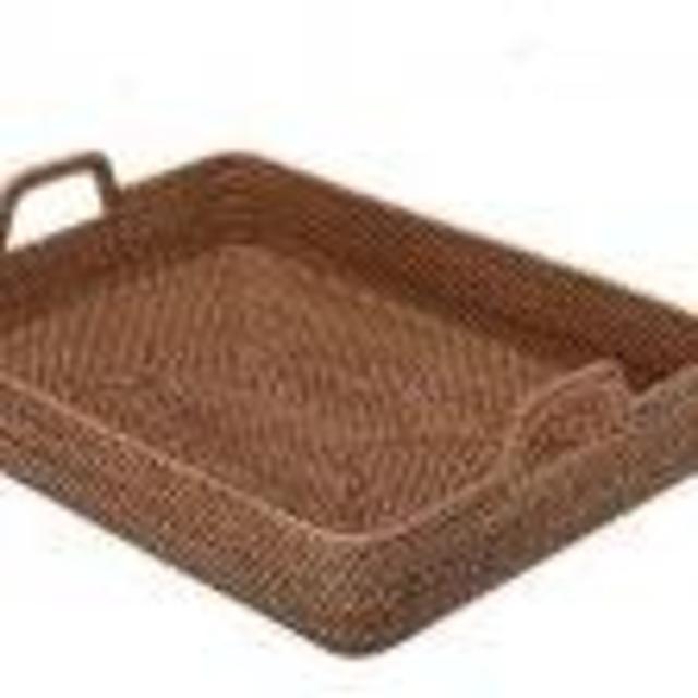 Calaisio Rattan Medium Rectangular Tray w/ handles- LV Harkness & Company