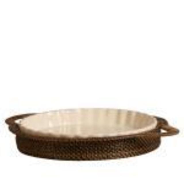 Calaisio Rattan Round Pie/Quiche Baker-  LV Harkness & Company