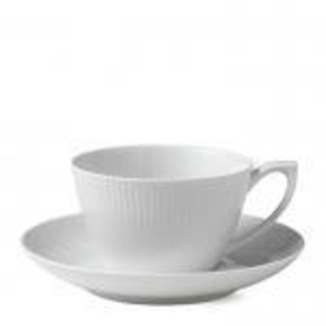 Royal Copenhagen White Fluted Tea Cup and Saucer-  LV Harkness & Company