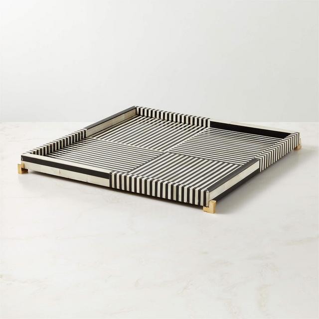 Black and White Bone Resin Decorative Tray