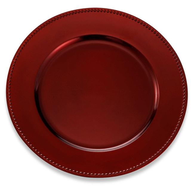 Beaded Charger Plates in Red (Set of 6)