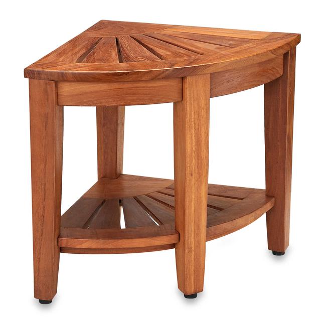 Solid Teak Corner Stool for Shower and Bathroom