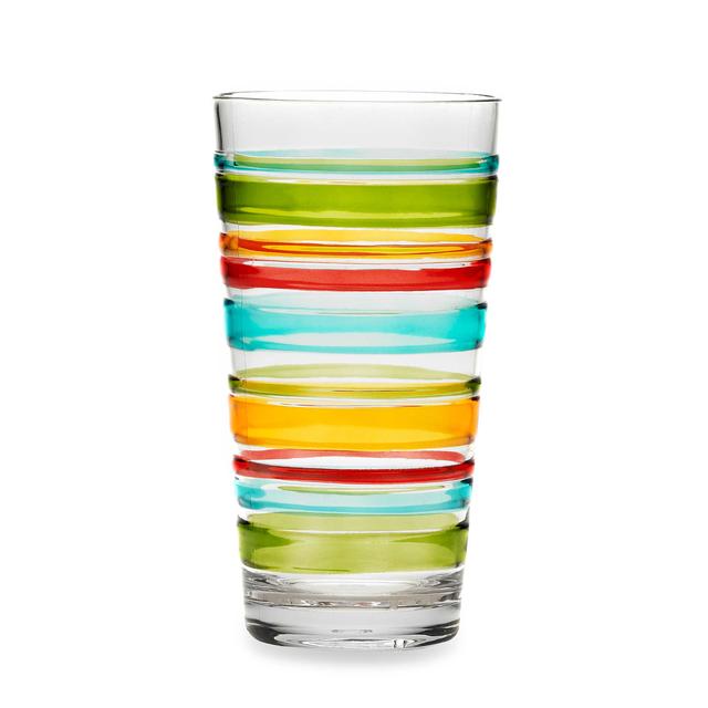 Riviera 3D Multi Stripe 21.9-Ounce Acrylic Highball Glass
