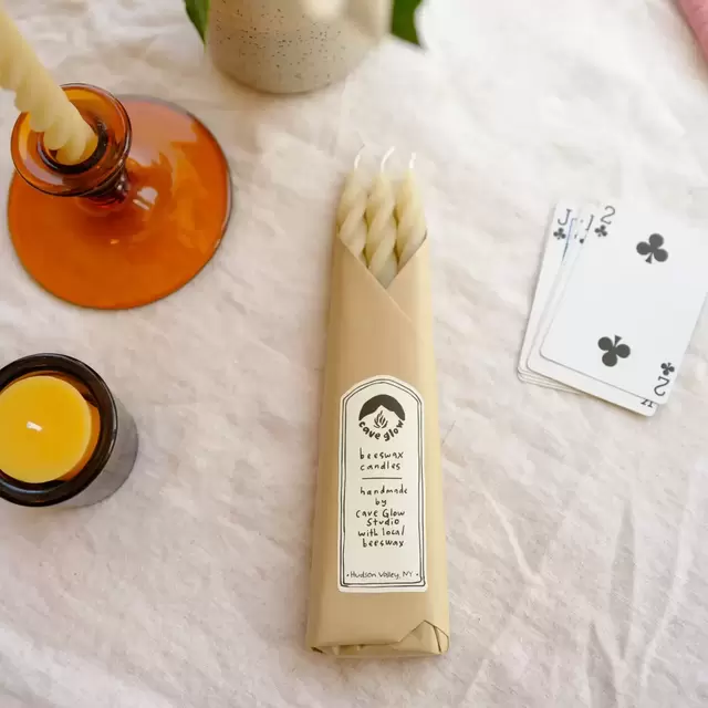 Beeswax Spiral Taper Candles - Sand