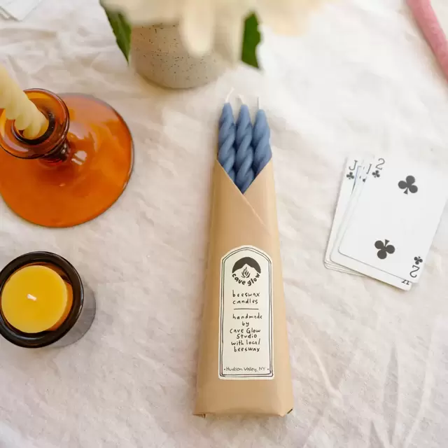 Beeswax Spiral Taper Candles - Ocean