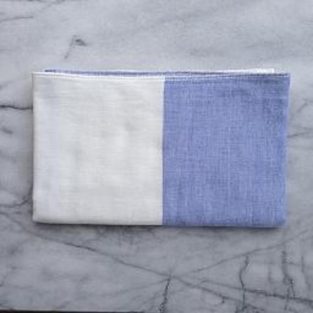 Two Tone Chambray Face Towel - Blue/White