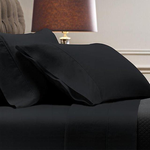 Black Italian Vintage-Washed Sateen Sheets and Pillowcases, Queen