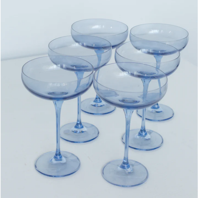 Estelle Colored Champagne Coupe Stemware - Set of 6 {Cobalt Blue}