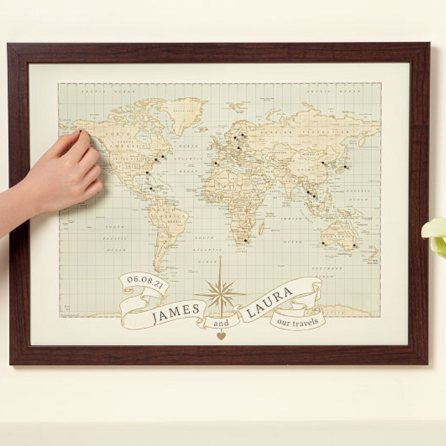 Personalized Anniversary Pushpin World Map