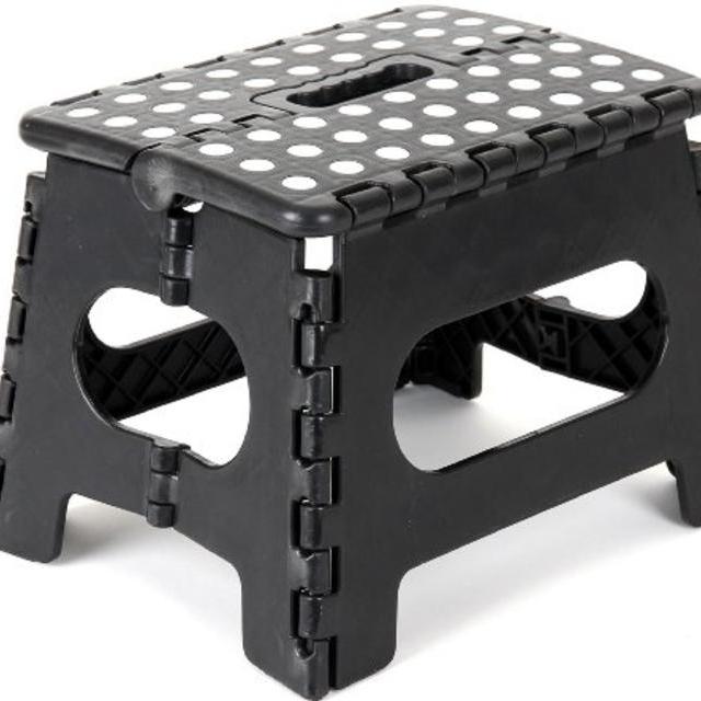Epica Folding Step Stool, 9" x 11", Black