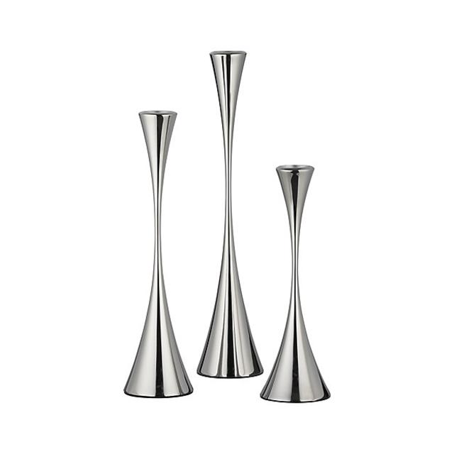 3-Piece Arden Mirrored Stainless Steel Taper Candle Holder Set