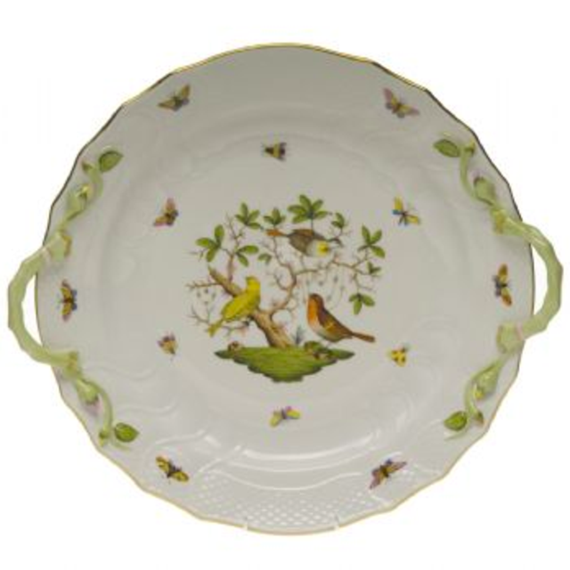Herend Rothschild Bird 14" Chop Plate With Handles