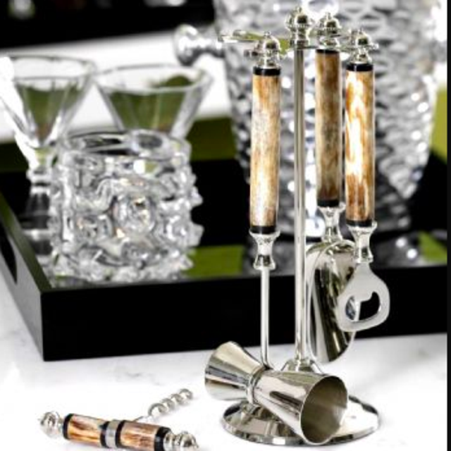 Zodax Four Piece Bar Set on Stand