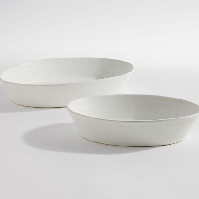 Larkin Reactive Glaze Stoneware Oval Walled Serving Platters - Pottery Barn