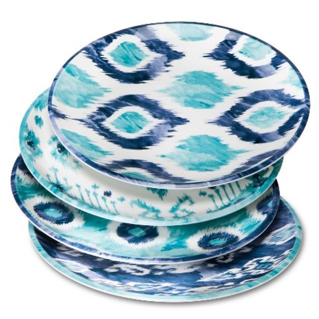 Mudhut™ Blue Ikat Melamine Salad Plates - Set of 4