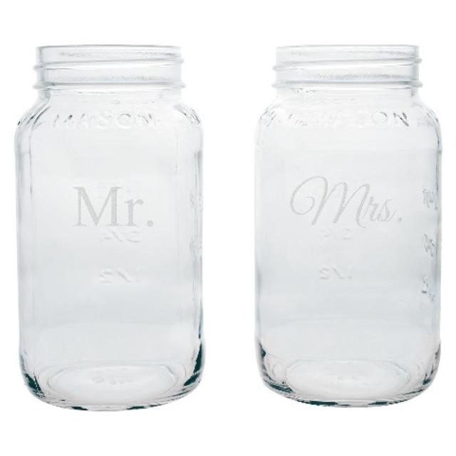 Mr. & Mrs. Wedding Mason Jar Set 