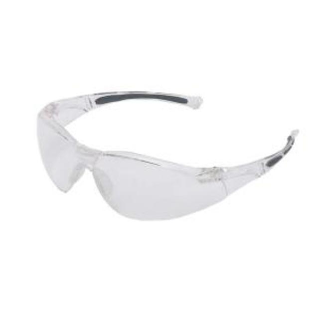 A800 Series Wrap-Around Safety Glasses with Clear Tint Hardcoat Lens and Clear Frame