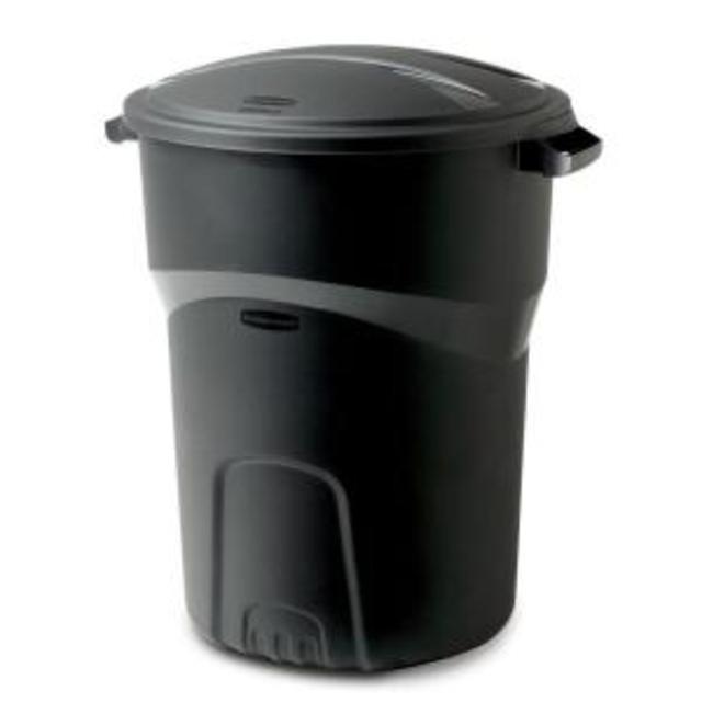 Roughneck 32 Gal. Black Round Trash Can with Lid