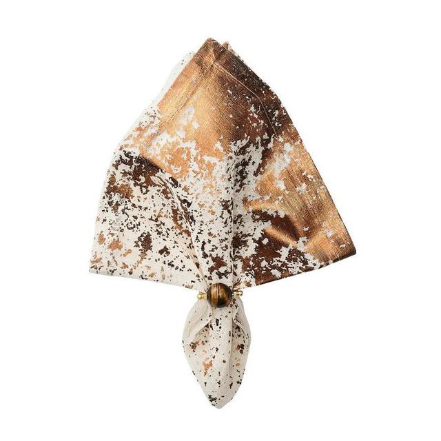 Metafoil Napkin in White & Bronze, Set of 4
