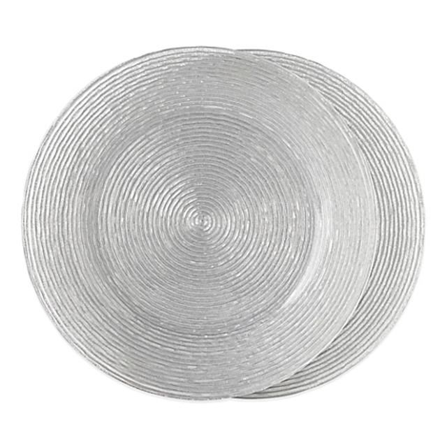 Fitz and Floyd® Wave Glass Chargers in Silver (Set of 2)