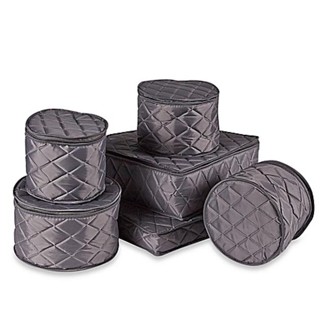 .ORG Quilted 6-Piece China Storage Set in Grey