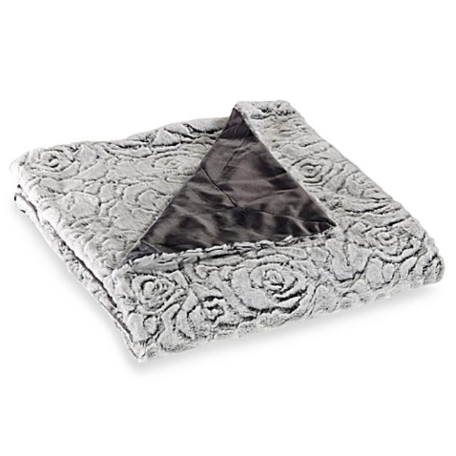 Azalea Micro-Mink Oversized Reversible Throw in Grey