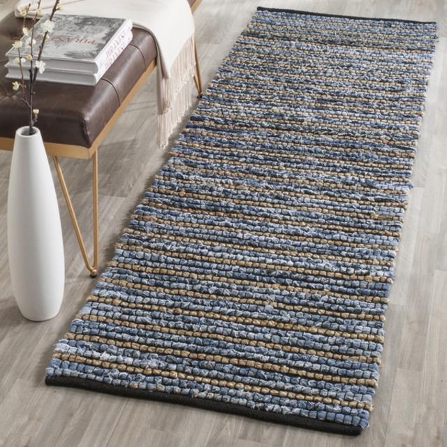 Safavieh Hand-Woven Cape Cod Blue/ Natural Cotton Jute Rug (2'3 x 6')