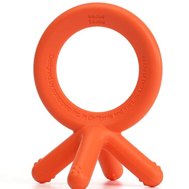 Comotomo Silicone Baby Teether, Orange