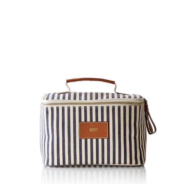 Lunch Bag for Her (Navy and White Stripes - Monogrammed KMC)