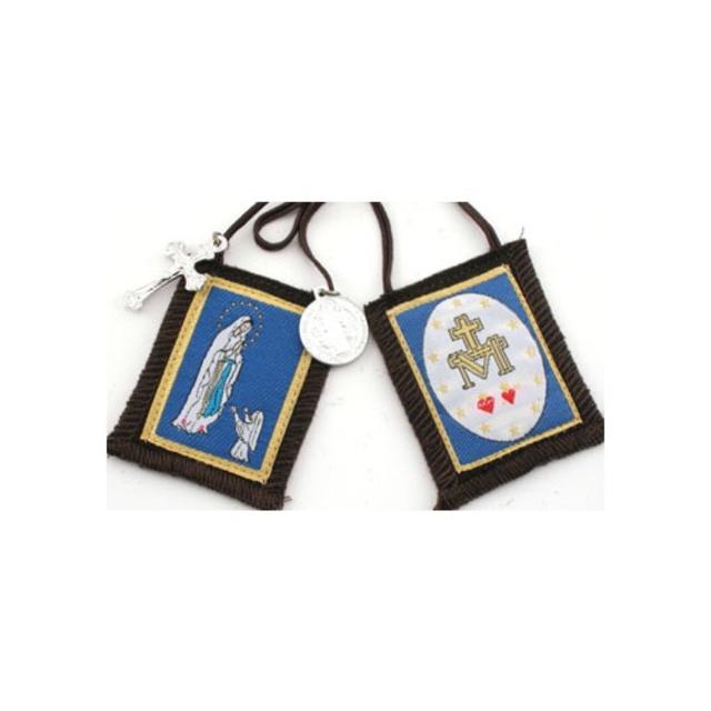 Our Lady of Lourdes Scapular with brown cord