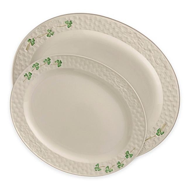 Belleek Shamrock Small Oval Platter