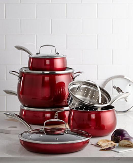 Belgique Red Translucent 11-Pc. Cookware Set,
