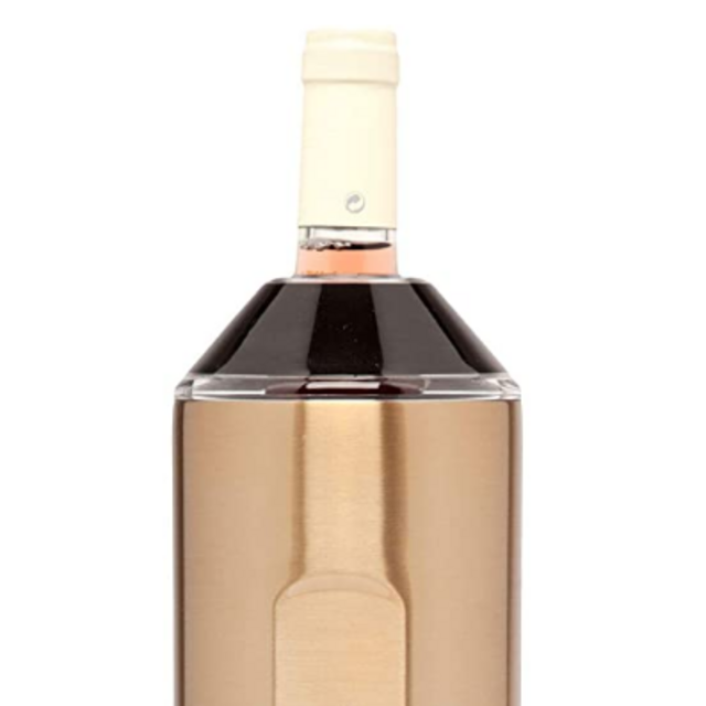 Vinglacé Wine Bottle Insulator | Stainless Steel | Double Walled | Vacuum Insulated | Tritan Plastic Adjustable Top | Keeps Wine & Champagne Cold for Hours | 10" x 11" x 12" | Copper