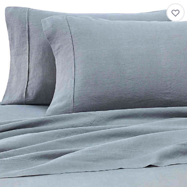 Vintage Washed Linen Full Sheet Set in Aegean