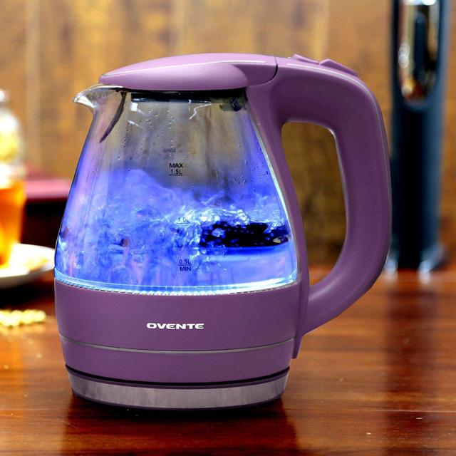 Ovente Glass Electric Kettle, 1.5-L, Purple
