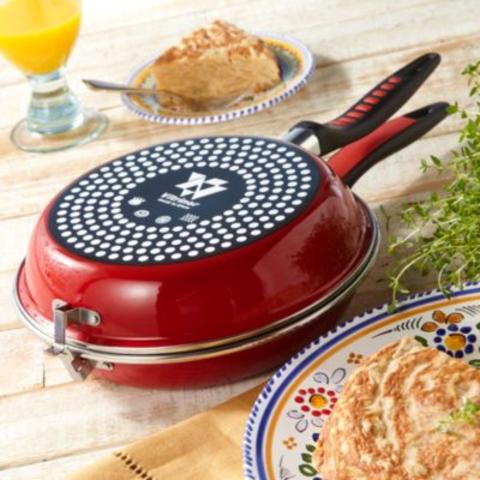 2-Piece Red Tortilla Espanola Pan, Non-stick