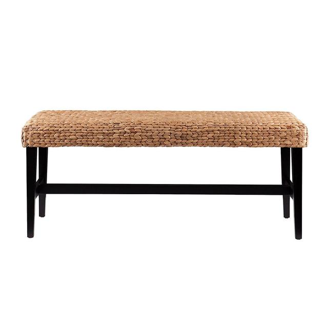 Southern Enterprises Water Hyacinth Bench, Black and Natural Finish